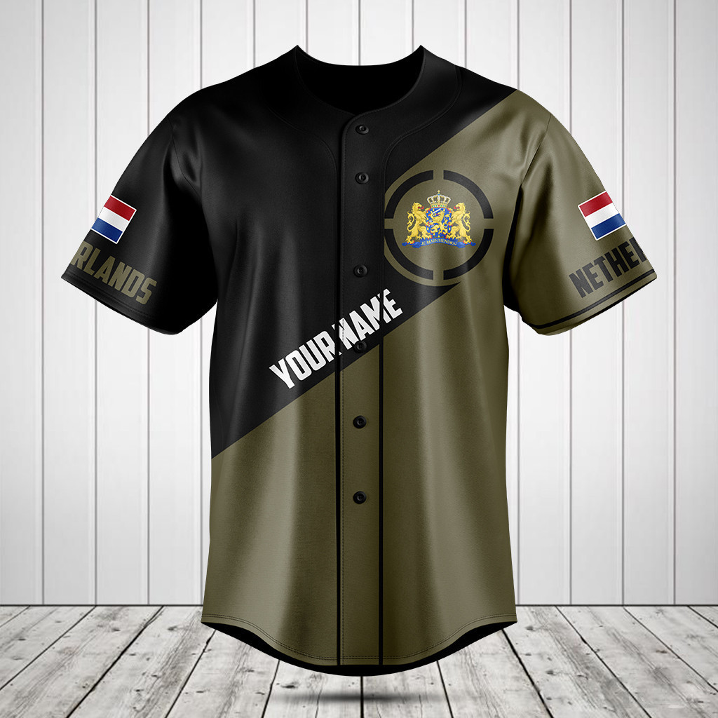 Personalized Netherlands Coat Of Arms Round Baseball Jersey
