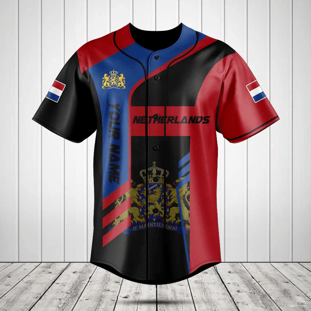 Personalized Netherlands Coat Of Arms Sport Baseball Jersey