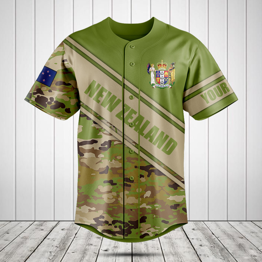 Personalized New Zealand Coat Of Arms Camouflage 3D Baseball Jersey