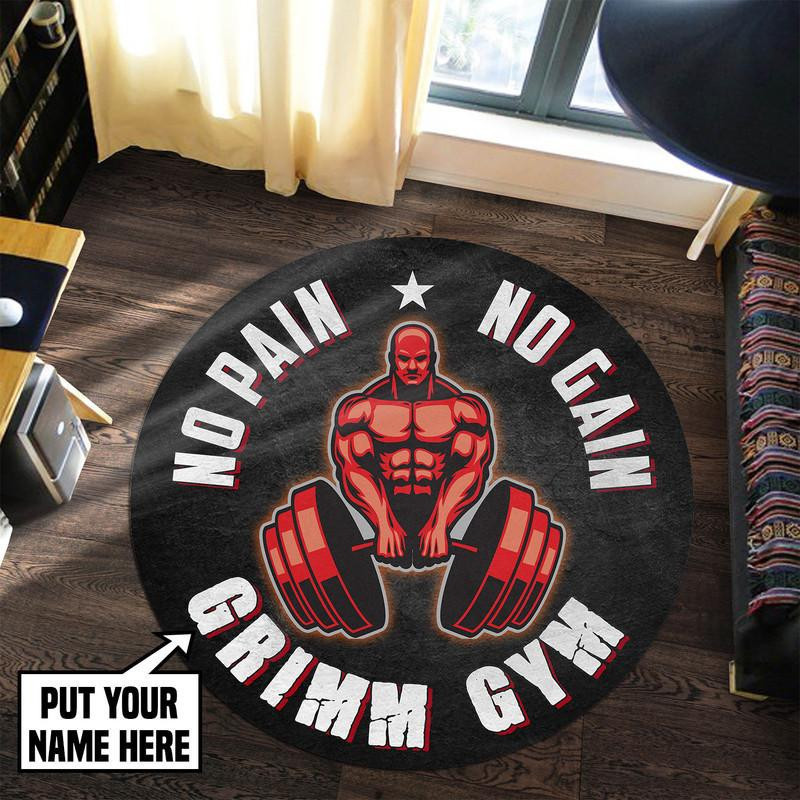 Personalized No Pain No Gain Living Room Round Rug Carpet Bedroom Livingroom Home Decor