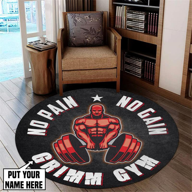 Personalized No Pain No Gain Round Rug Carpet Bedroom Livingroom Home Decor - Image 3