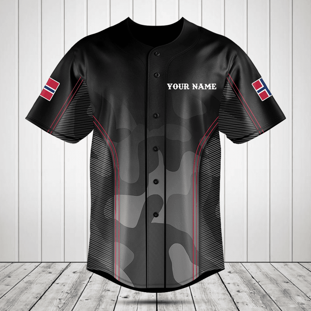 Personalized Norway Camo Anthem Baseball Jersey