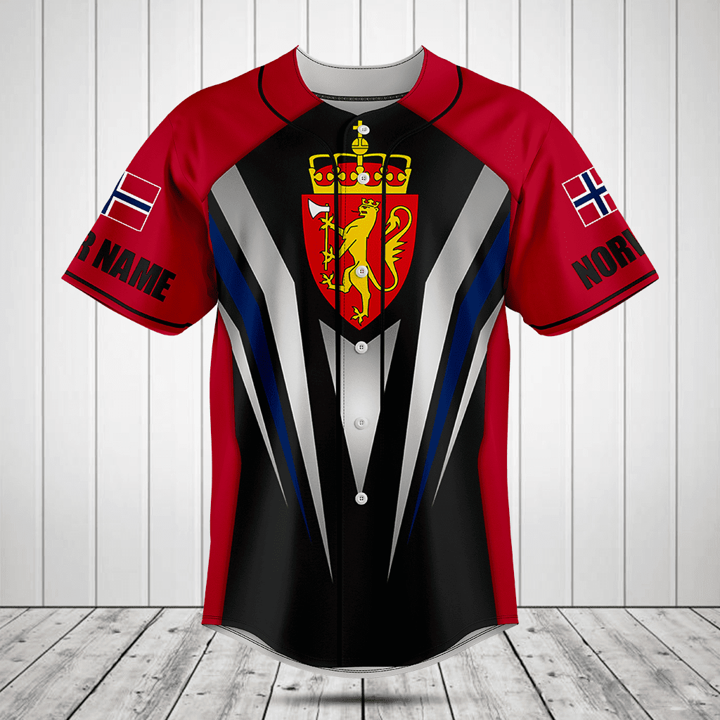 Personalized Norway Flag Arrow Baseball Jersey