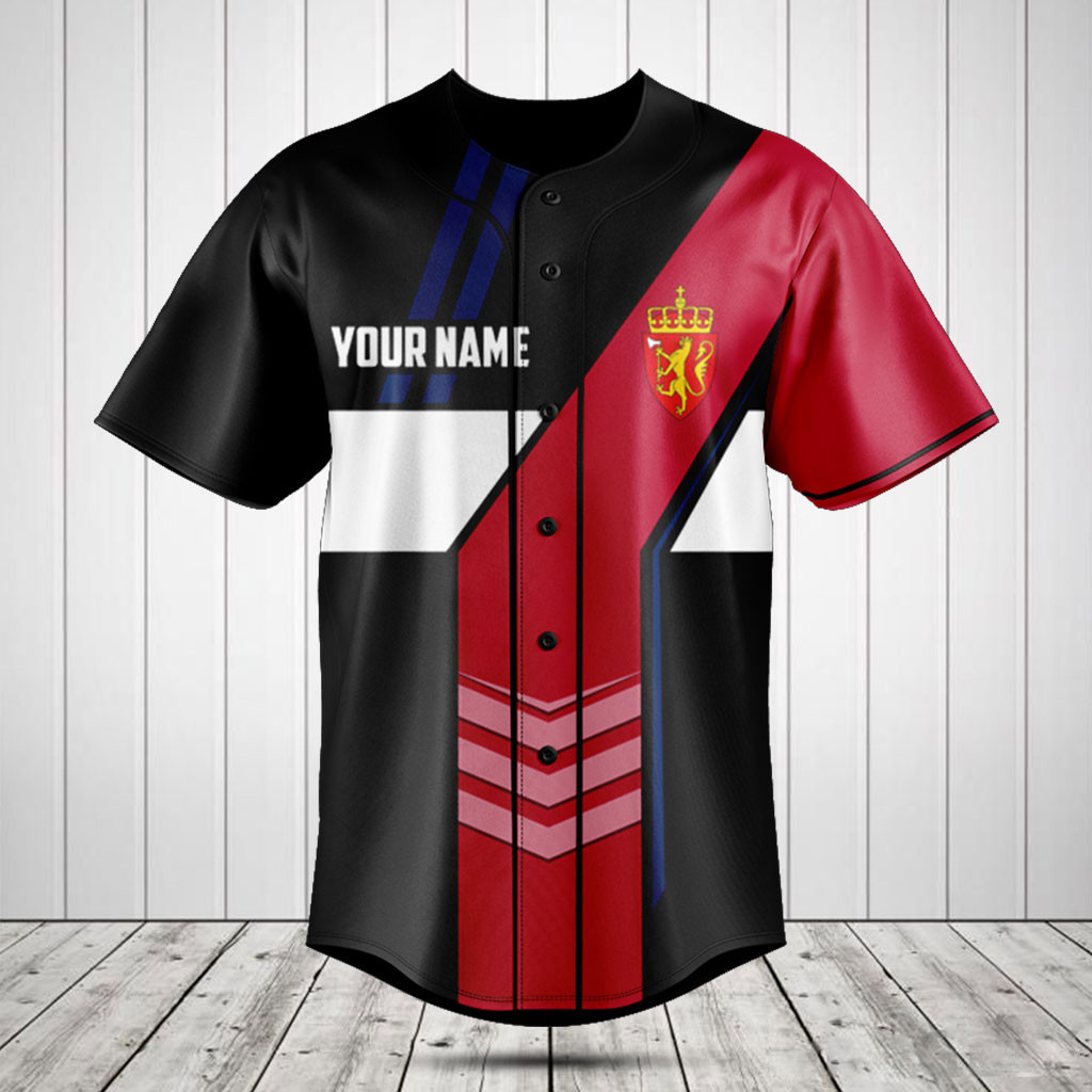 Personalized Norway Flag Speed Style Baseball Jersey