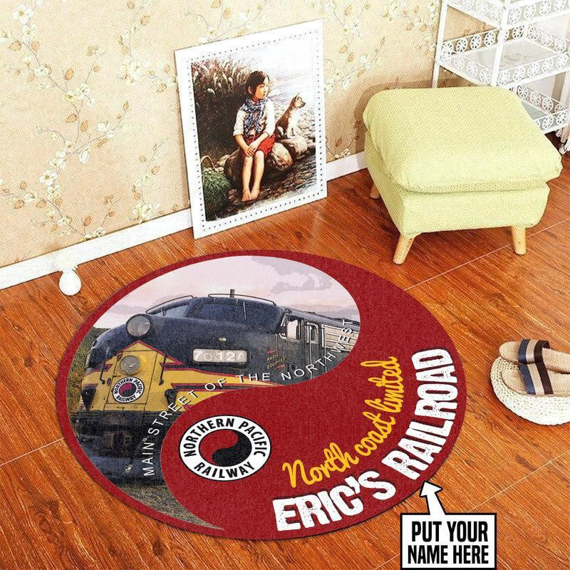 Personalized Nothern Pacific Railroad Round Rug Carpet Bedroom Livingroom Home Decor - Image 3