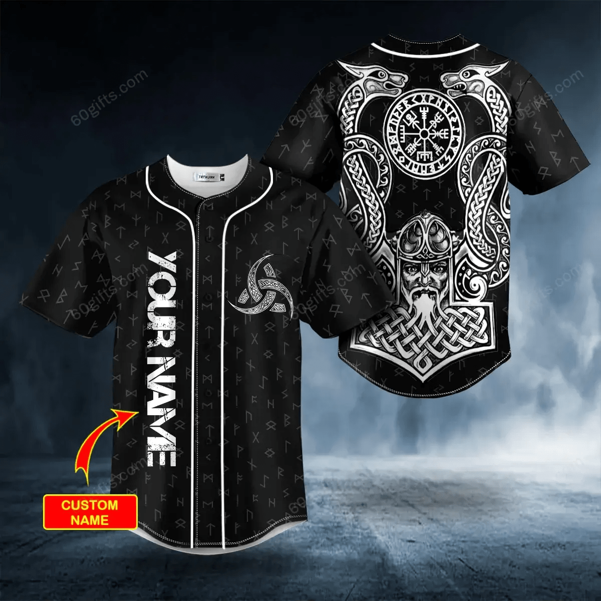 Personalized Odin Allfather Viking God Tattoo Baseball Jersey