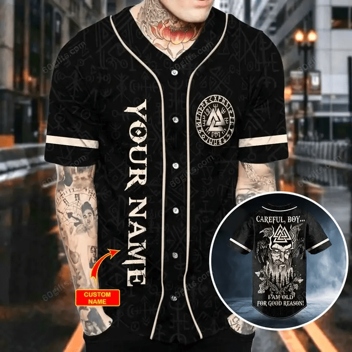 Personalized Old For Good Reason Viking Baseball Jersey