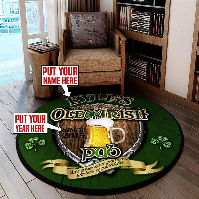 Personalized Ole Irish Pub Living Room Round Rug Carpet Bedroom Livingroom Home Decor