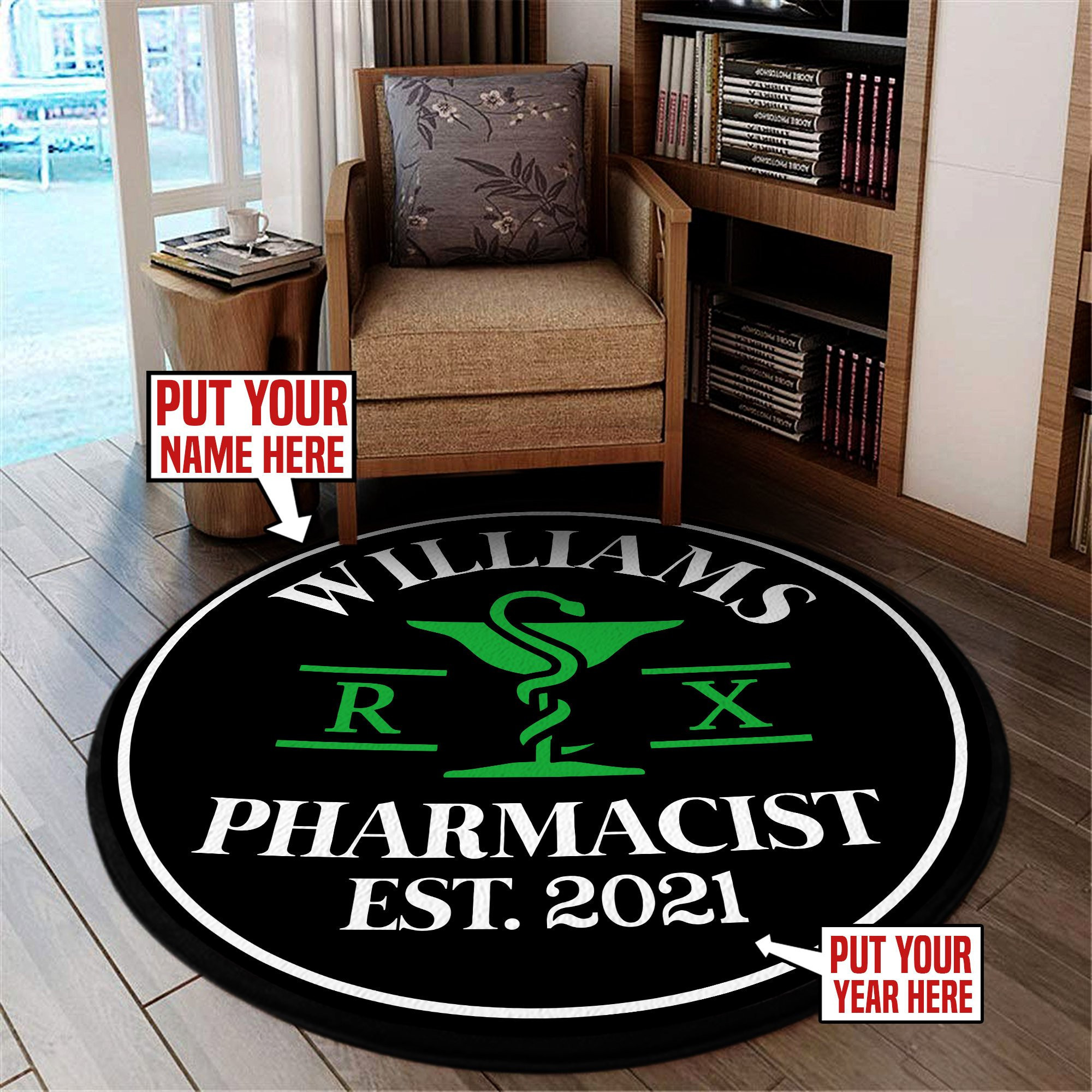 Personalized Pharmacist Round Rug Carpet Bedroom Livingroom Home Decor