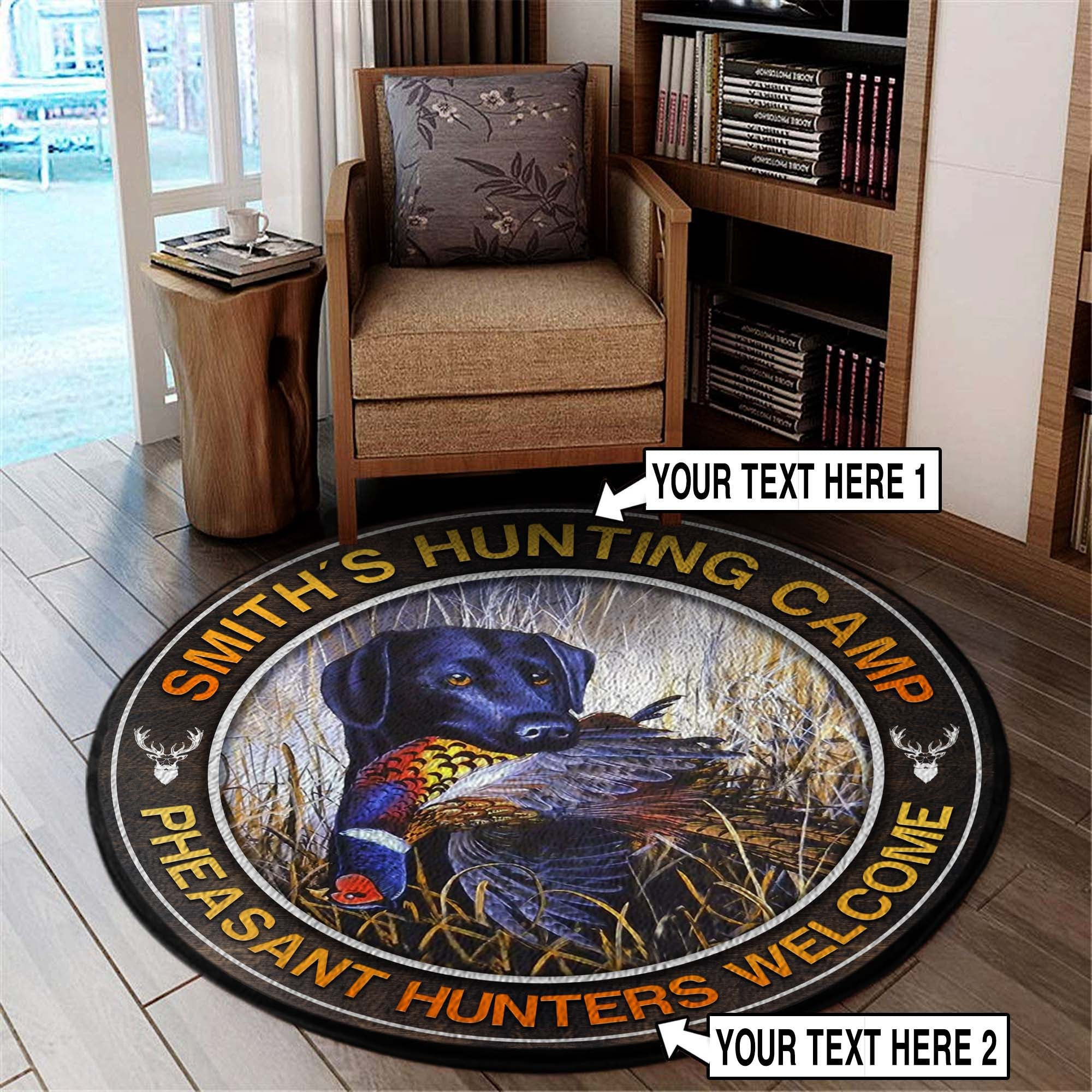 Personalized Pheasant Hunting Camps Round Rug Carpet Bedroom Livingroom Home Decor