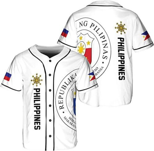 Personalized Philippines Baseball Jersey, Filipino Flag Baseball Jersey, Philipp