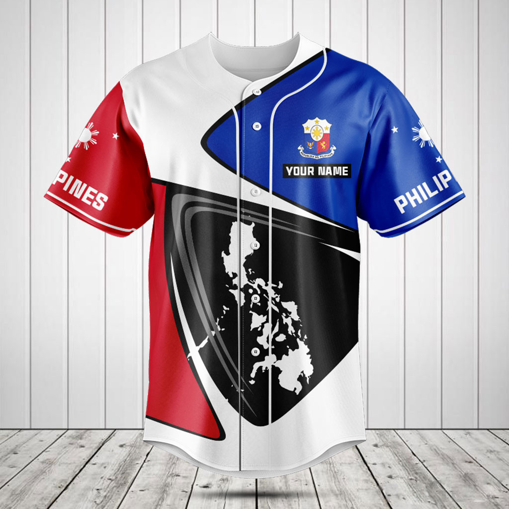 Personalized Philippines Flag And Map Baseball Jersey