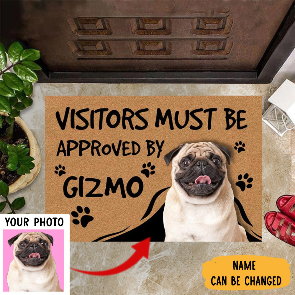 Personalized Photo Dog Visitors Must Be Approved By Rubber Doormat Dog Lover Funny Mats For House