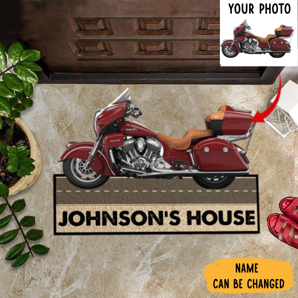 Personalized Photo Motorcycle Rubber Doormat Motorcycle Lover Personalized Picture Mats Home Decorations