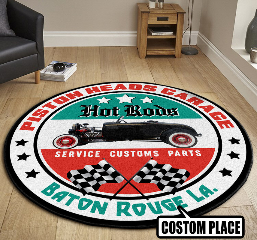 Personalized Piston Heads Garage Round Rug Carpet Bedroom Livingroom Home Decor - Image 3