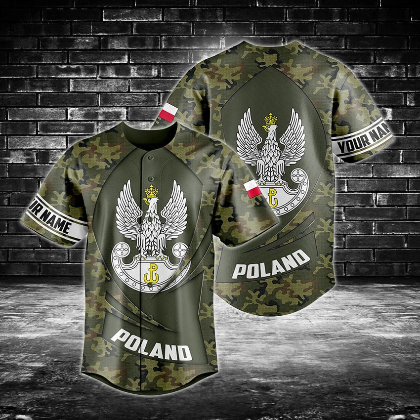 Personalized Poland Army Camo New Form Baseball Jersey