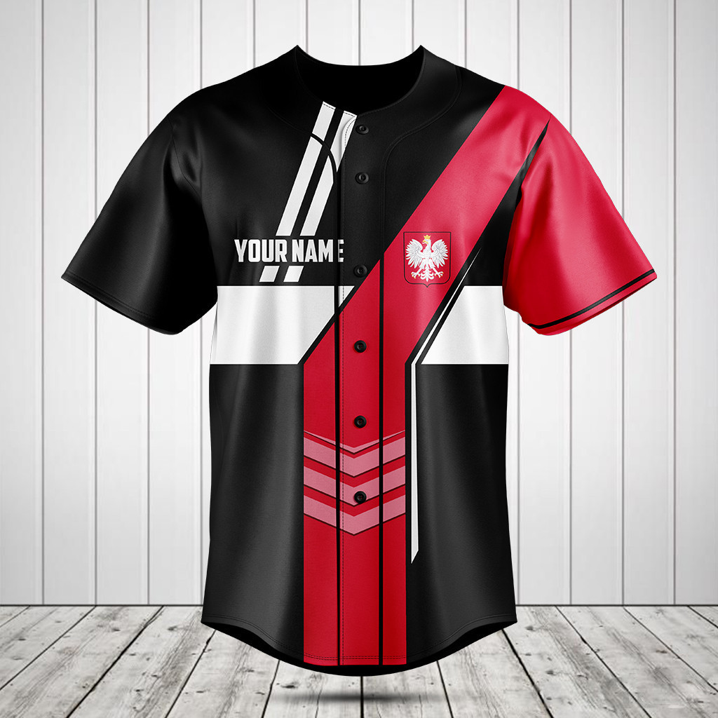 Personalized Poland Flag Speed Style Baseball Jersey