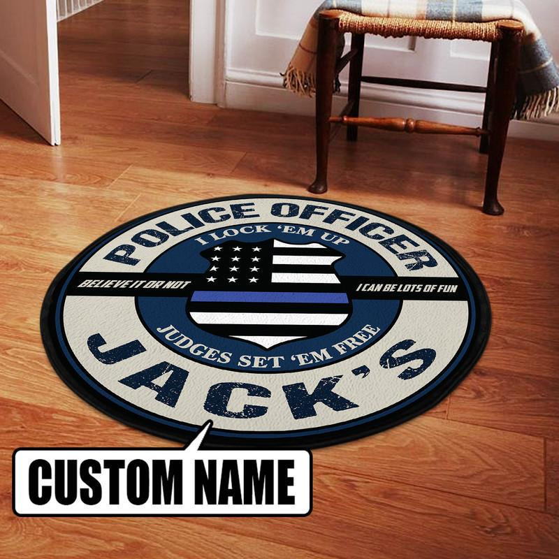 Personalized Police Officer Living Room Round Rug Carpet Bedroom Livingroom Home Decor - Image 5
