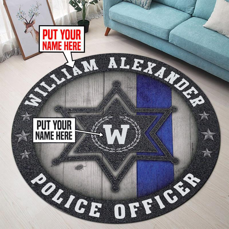 Personalized Police Officer Living Room Round Rug Carpet Bedroom Livingroom Home Decor - Image 4