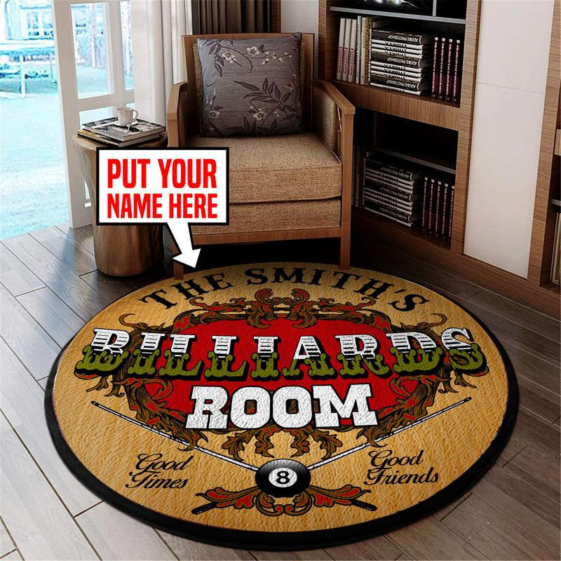 Personalized Pool Hall Round Rug Carpet Bedroom Livingroom Home Decor