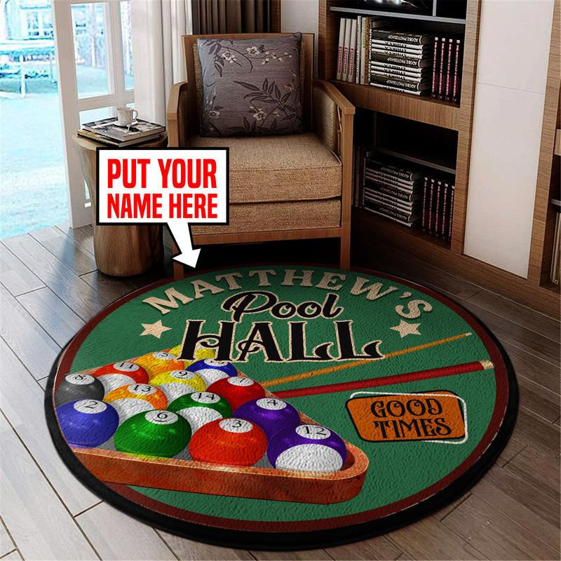 Personalized Pool Hall Round Rug Carpet Bedroom Livingroom Home Decor