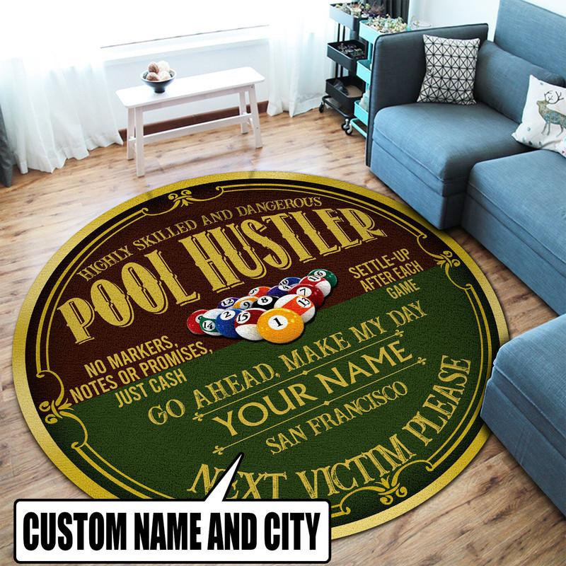 Personalized Pool Hustler Living Room Round Rug Carpet Bedroom Livingroom Home Decor - Image 3