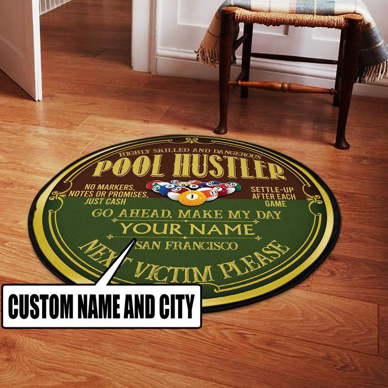 Personalized Pool Hustler Living Room Round Rug Carpet Bedroom Livingroom Home Decor