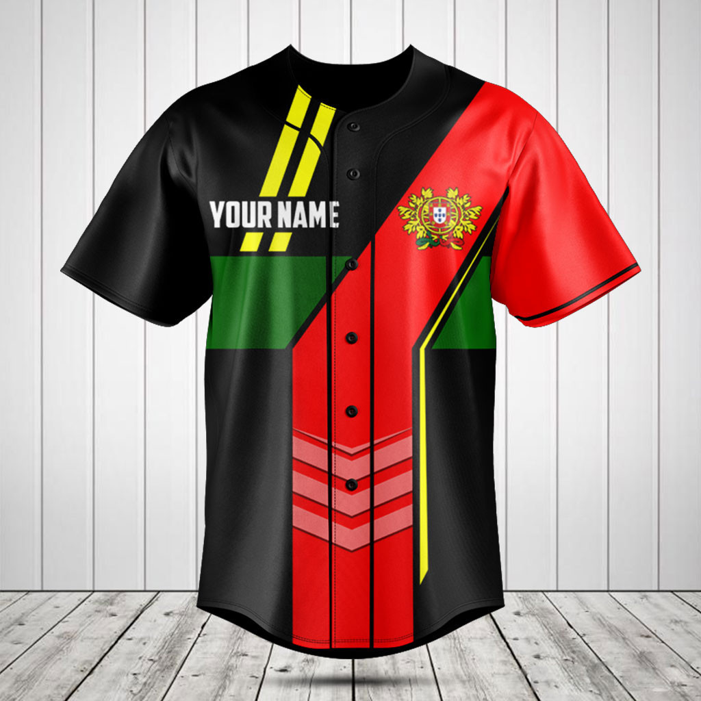 Personalized Portugal Flag Speed Style Baseball Jersey
