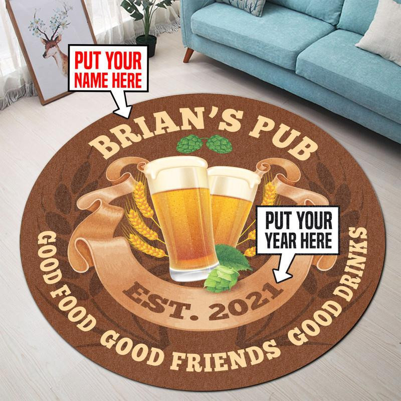 Personalized Pub Good Food Good Friends Good Drinks Living Room Round Rug Carpet Bedroom Livingroom Home Decor - Image 3
