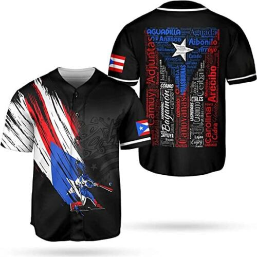 Personalized Puerto Rico Baseball Jersey Shirt Custom Team Name Puerto Rican Baseball Jersey
