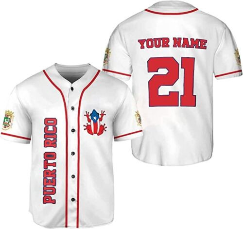 Personalized Puerto Rico Baseball Jersey Shirt Custom Team Name Puerto Rican Baseball Jersey