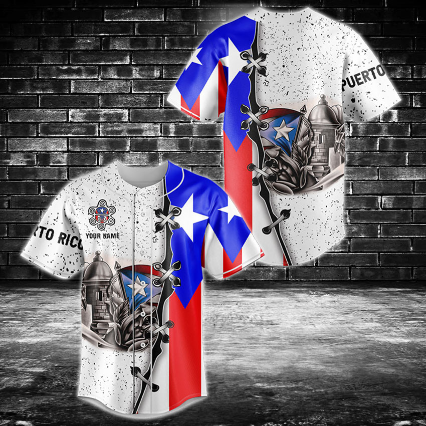 Personalized Puerto Rico Frog & Flag Baseball Jersey