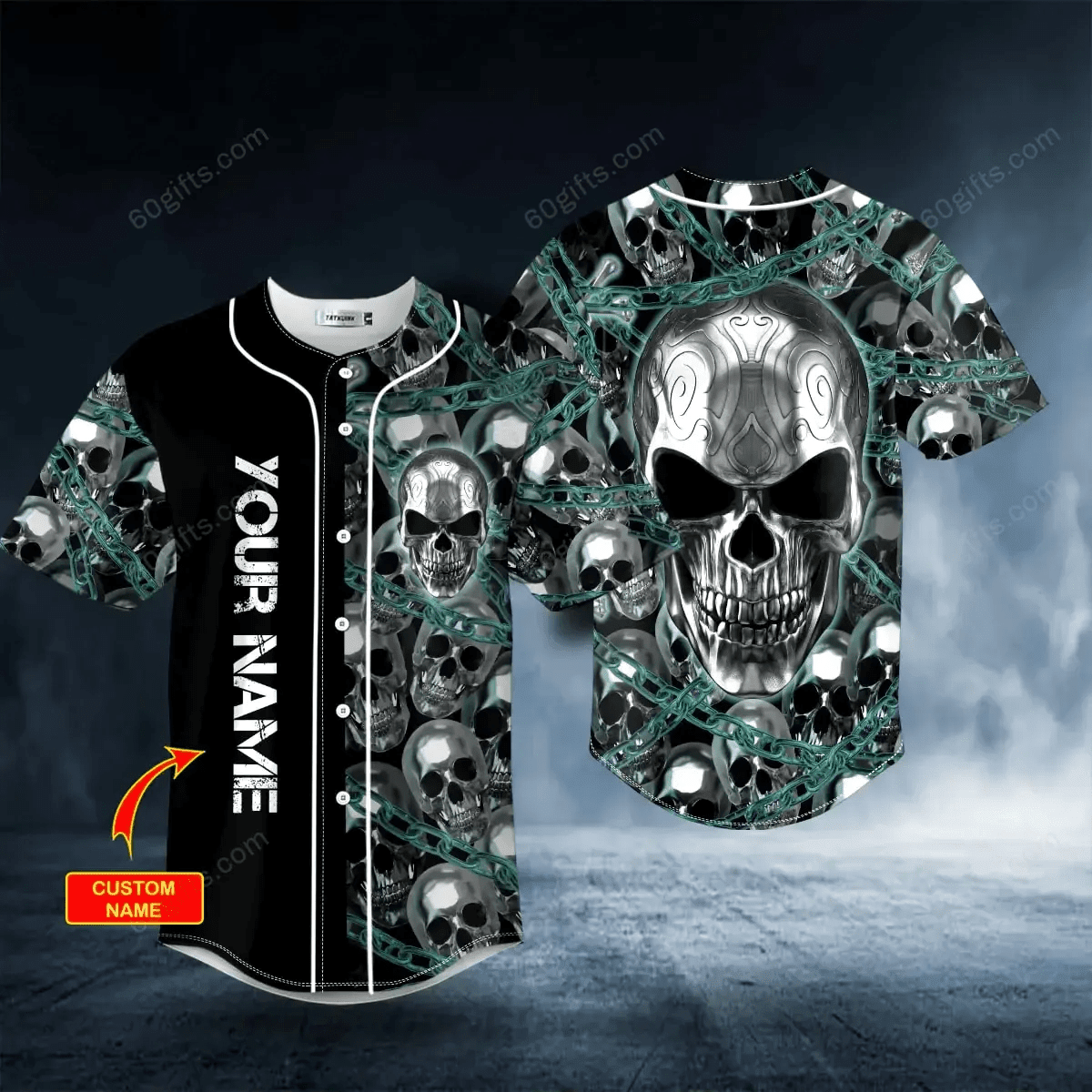 Personalized Punisher Metal Head Skull Baseball Jersey