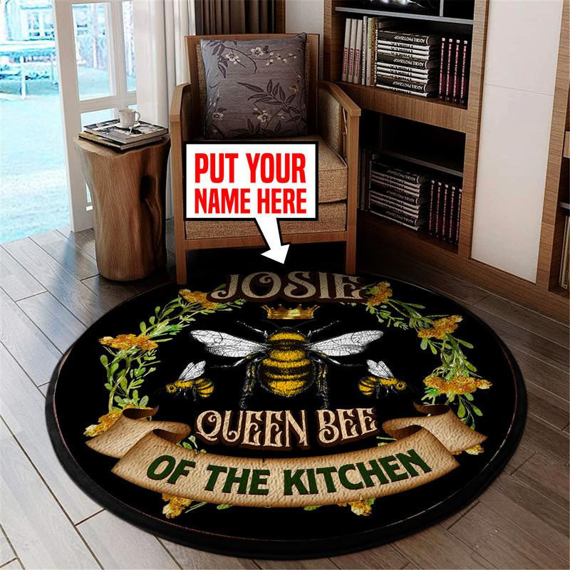 Personalized Queen Bee Of The Kitchen Living Room Round Rug Carpet Bedroom Livingroom Home Decor