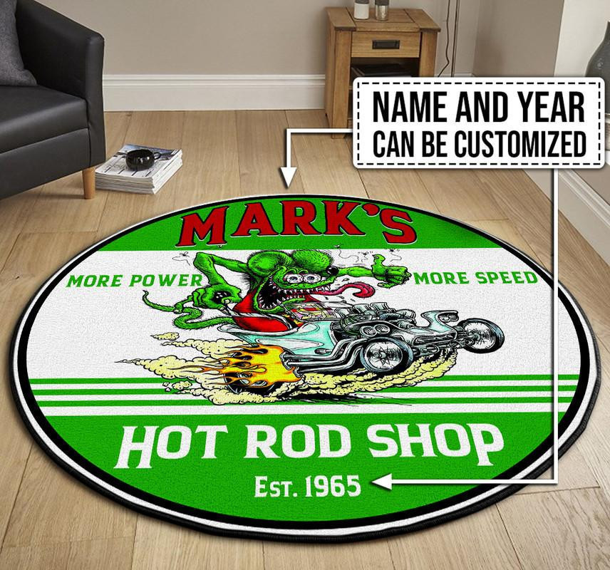 Personalized Rat Fink Hot Rod Shop Round Rug Carpet Bedroom Livingroom Home Decor