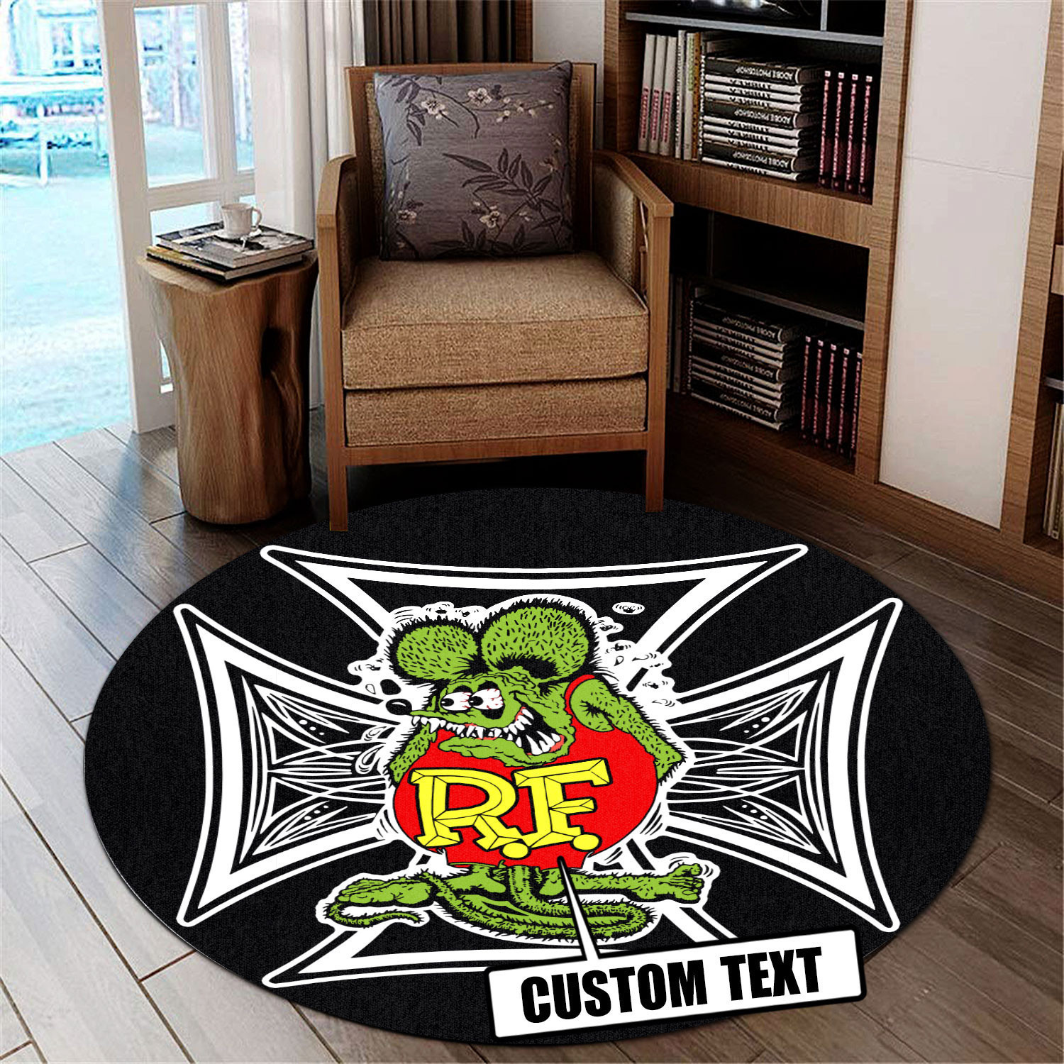 Personalized Rat Rod Garage Decor, Home Bar Decor Hot Rod Garage Decor, Home Bar Decor Pinstripe Round Rug Carpet Bedroom Livingroom Home Decor