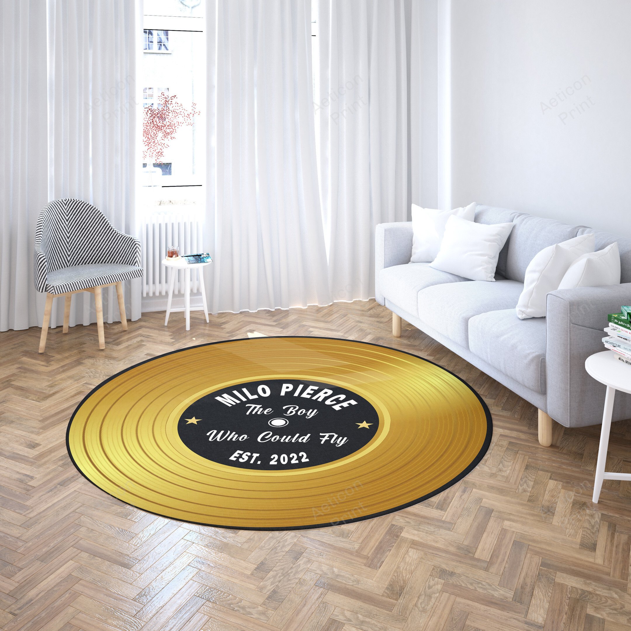 Personalized Record Area Rug Carpet Vintage Home Decor Gift Idea Round Rug Carpet Bedroom Livingroom Home Decor