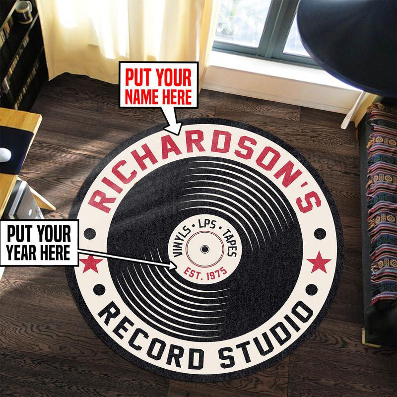 Personalized Record Studio Round Rug Carpet Bedroom Livingroom Home Decor