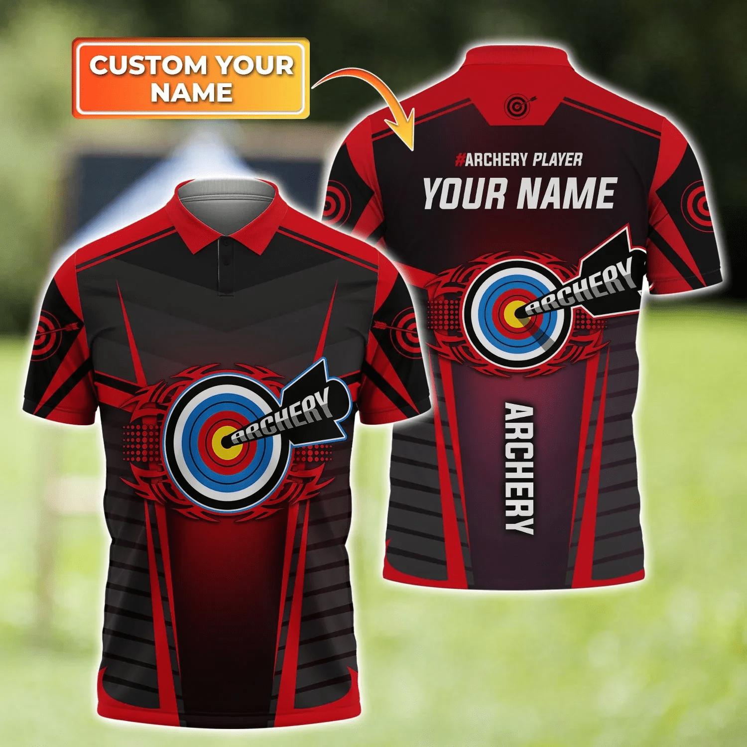 Personalized Red Polo Shirt For Archery Lover Outfit For Men And Women