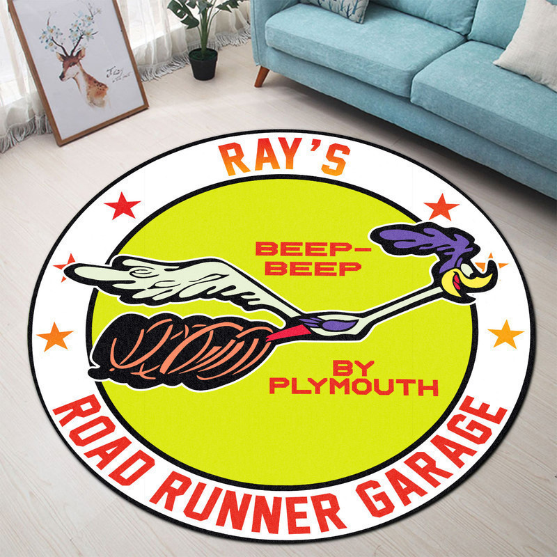 Personalized Road Runner Garage Round Rug Carpet Bedroom Livingroom Home Decor
