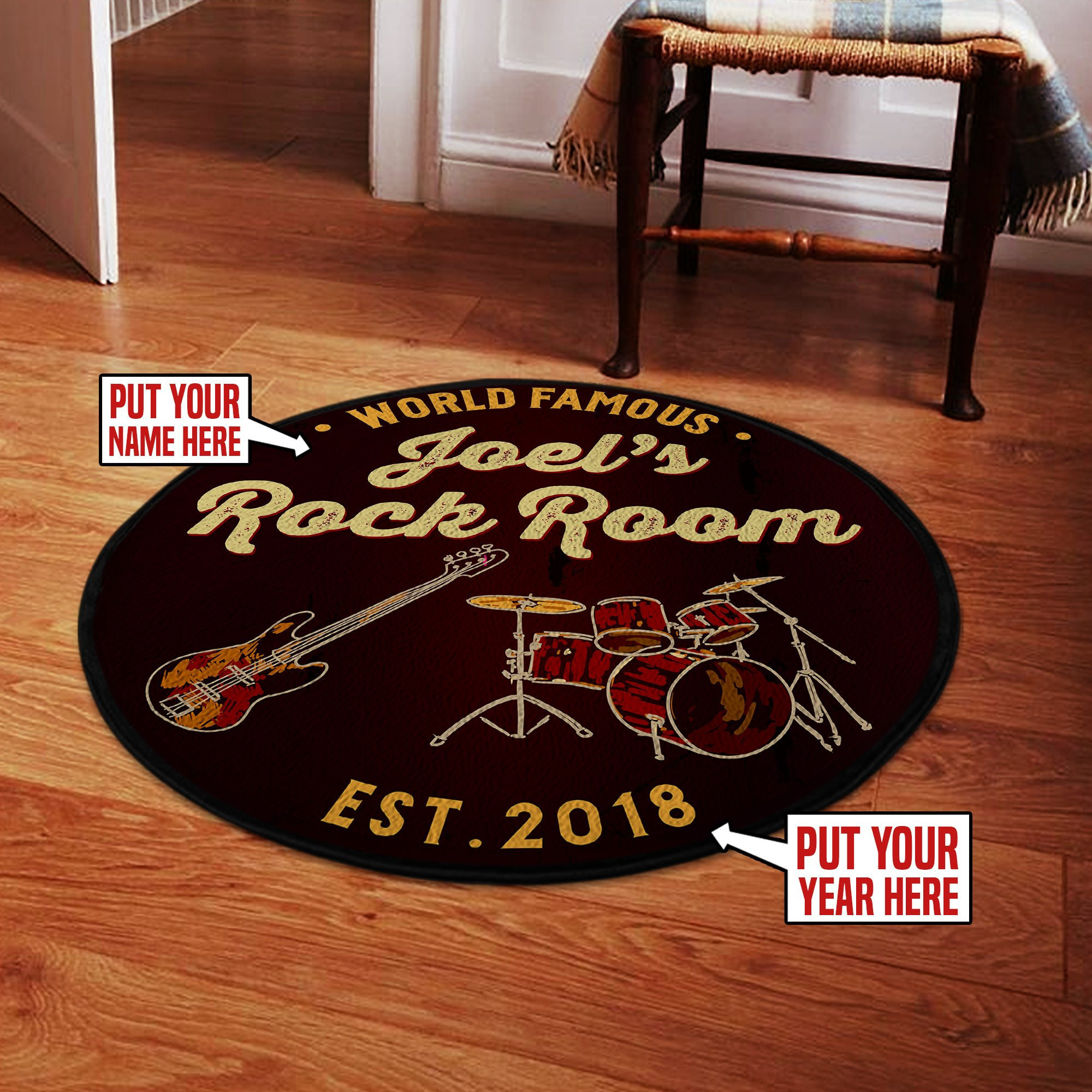 Personalized Rock Room Round Rug Carpet Bedroom Livingroom Home Decor