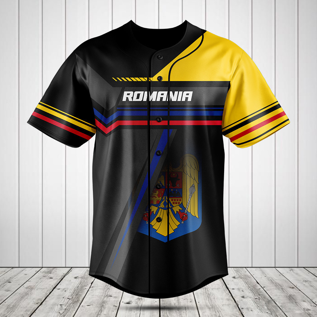 Personalized Romania Coat Of Arms 3D Baseball Jersey