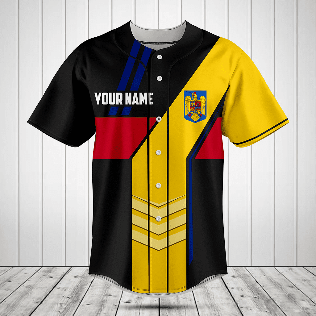 Personalized Romania Flag Speed Style Baseball Jersey