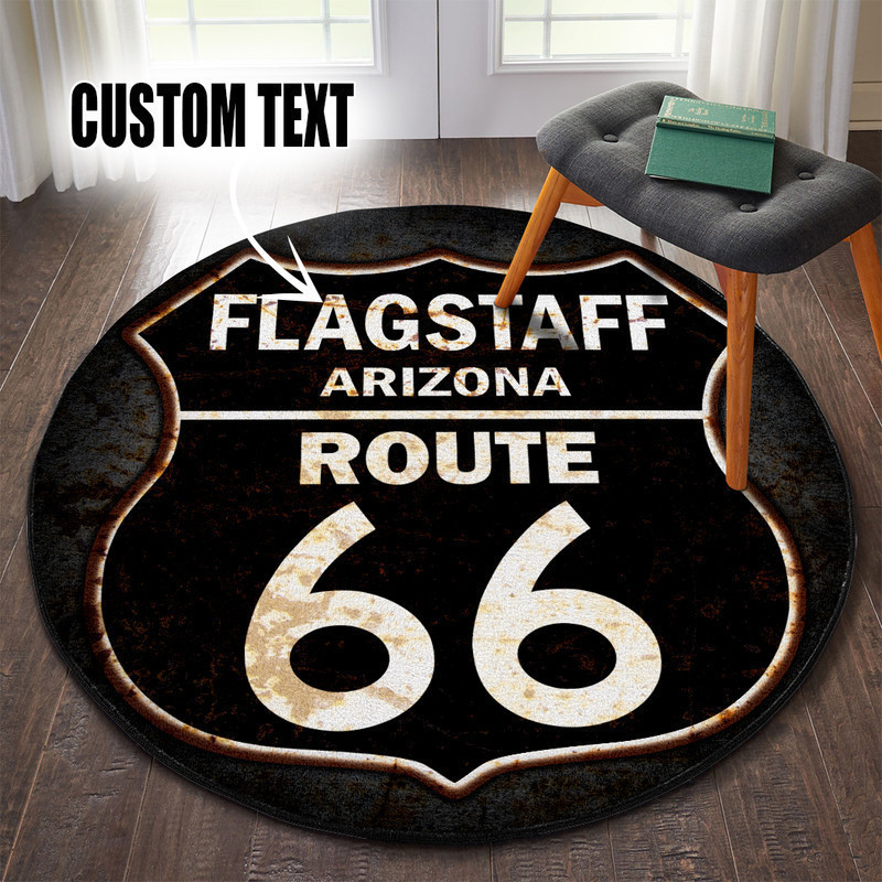Personalized Route 66 Hot Rod Round Rug Carpet Bedroom Livingroom Home Decor