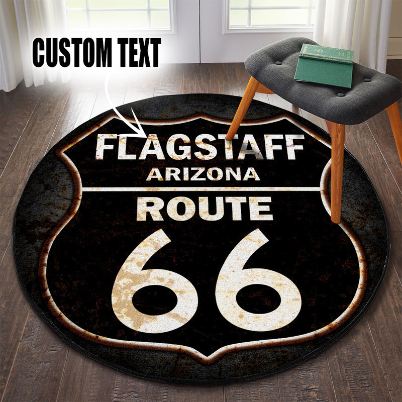 Personalized Route 66 Hot Rod Round Rug Carpet Bedroom Livingroom Home Decor