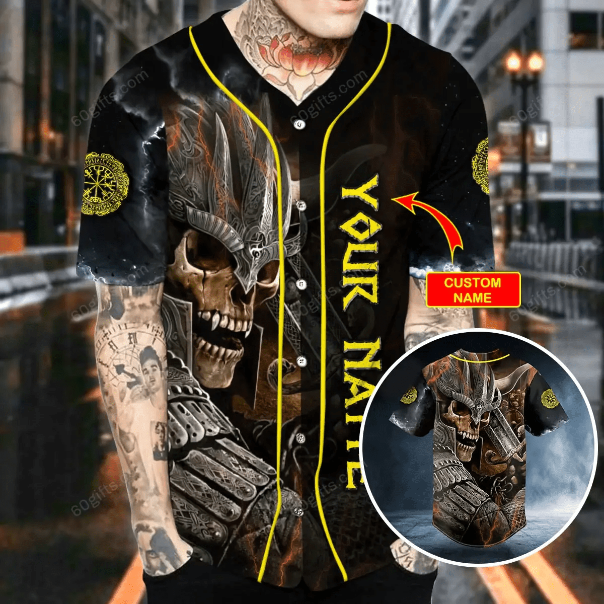 Personalized Samurai Skull Baseball Jersey