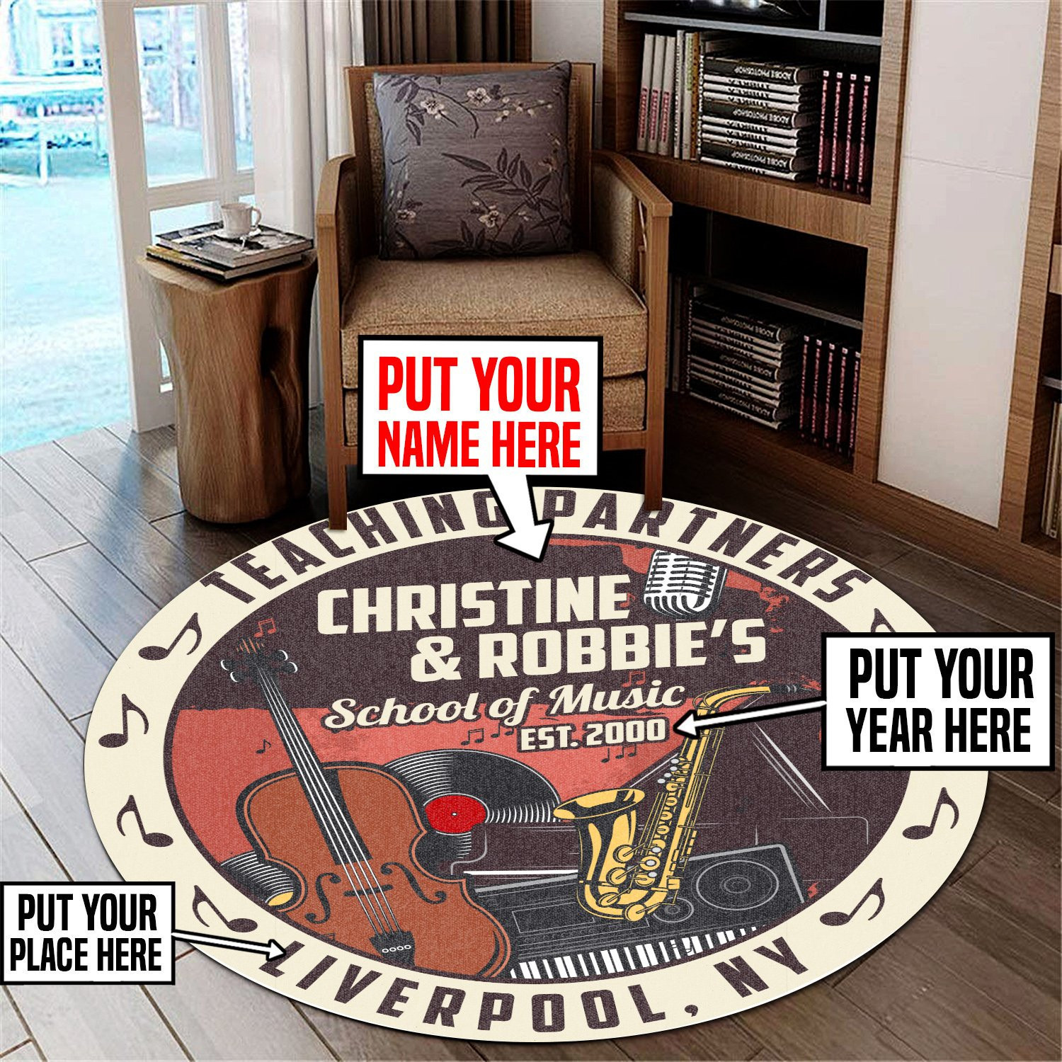 Personalized School Music Round Rug Carpet Bedroom Livingroom Home Decor