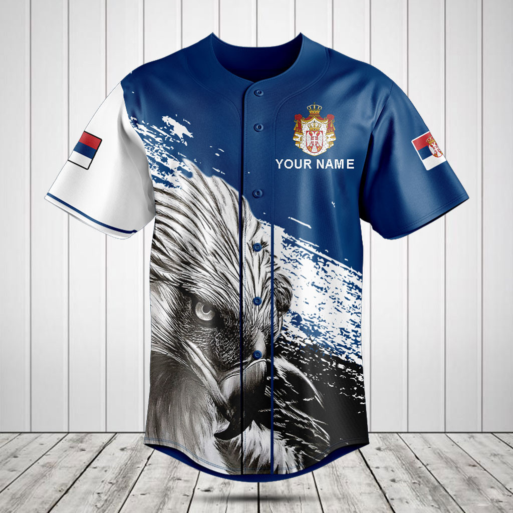Personalized Serbia Coat Of Arms Eagle Baseball Jersey