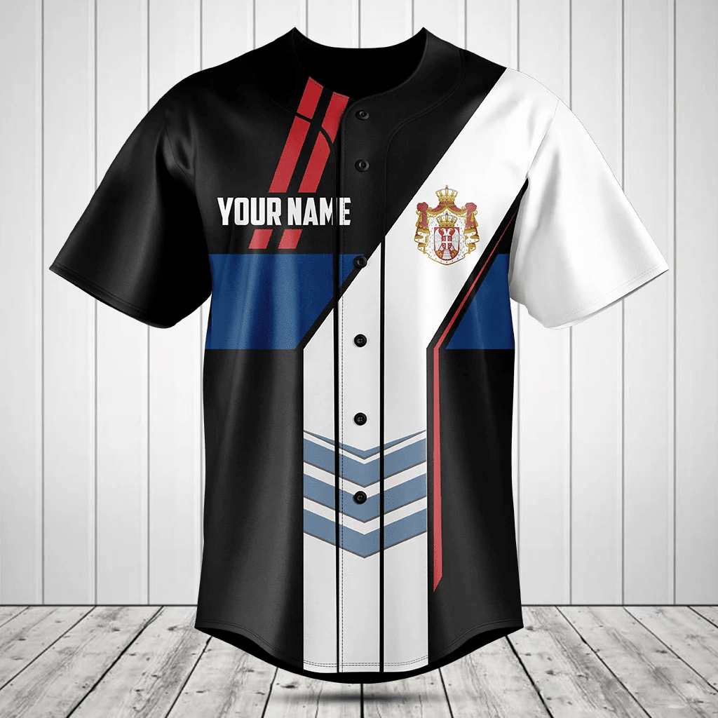 Personalized Serbia Flag Speed Style Baseball Jersey