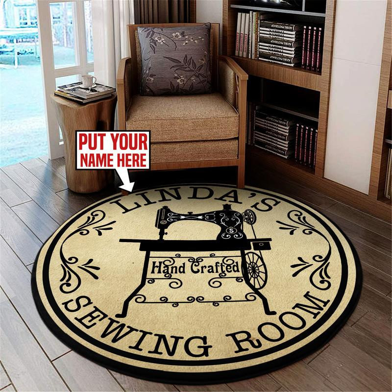Personalized Sewing Room Living Room Round Rug Carpet Bedroom Livingroom Home Decor